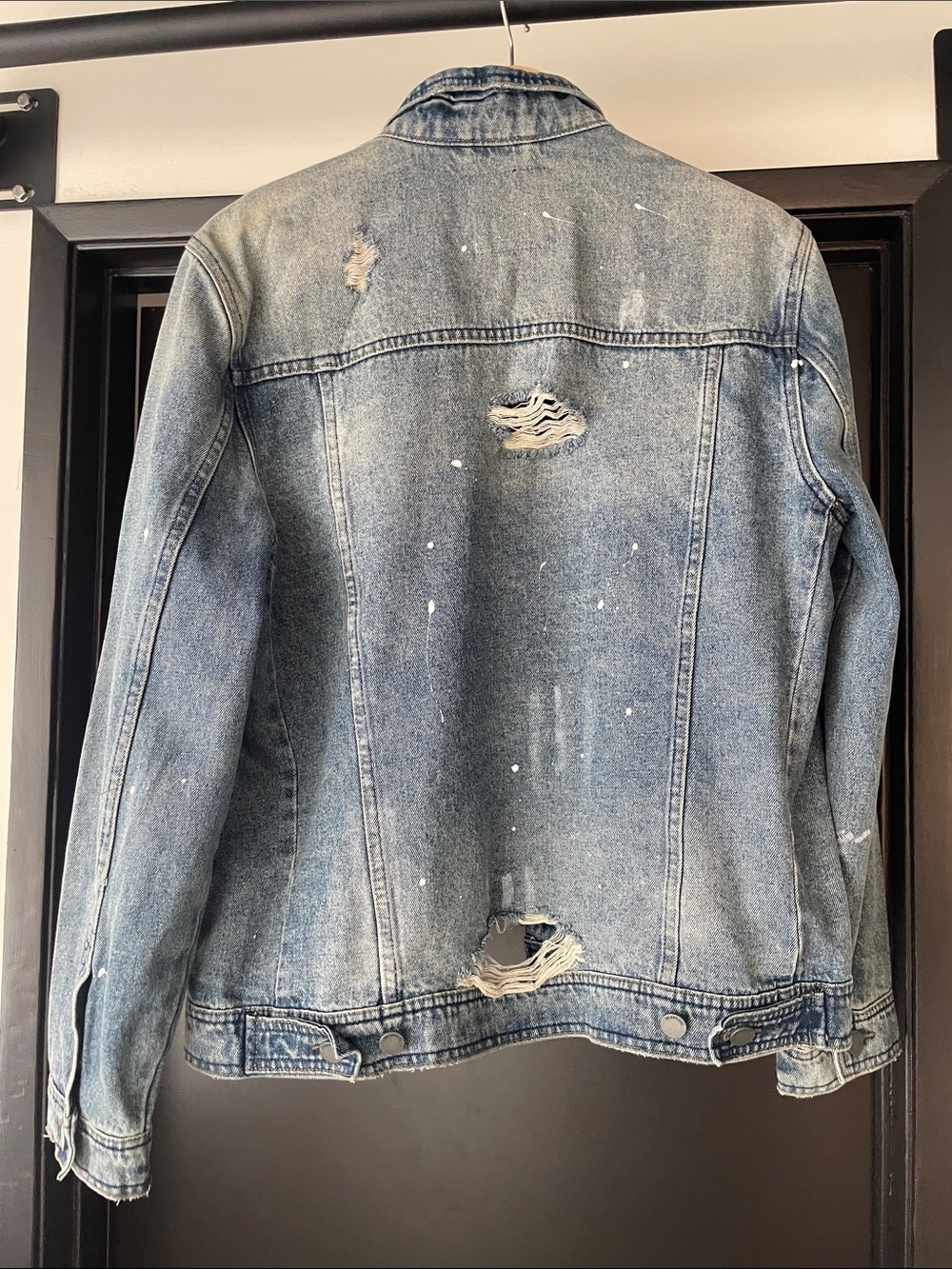Blank NYC Light Blue Denim Jacket with White paint splatters - Picture 6 of 6